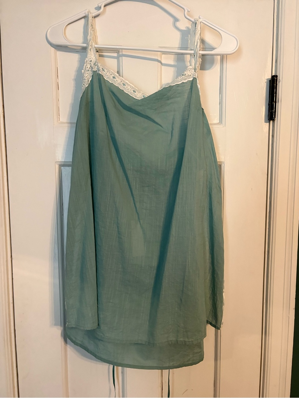 Anthropologie Teal Lace-Trim Spaghetti Strap Tank